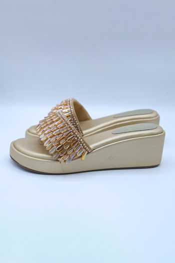 Buy Foot Fuel Gold Crystals Embellished Metallic Wedges Online at Aza Fashions Buy_Foot Fuel_Gold Crystals Embellished Metallic Wedges _Online_at_Aza_Fashions