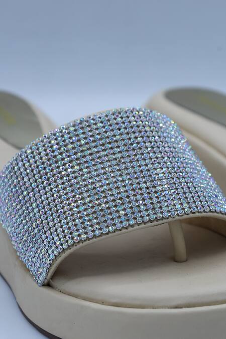 Foot Fuel Gold Rhinestones Step Love Embellished Wedges Online at Aza Fashions Foot Fuel_Gold Rhinestones Step Love Embellished Wedges _Online_at_Aza_Fashions