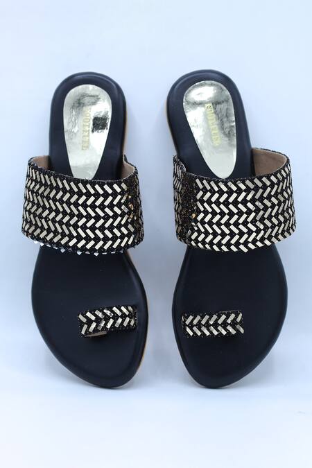 Foot Fuel Meeta Mirror Embellished Flats 