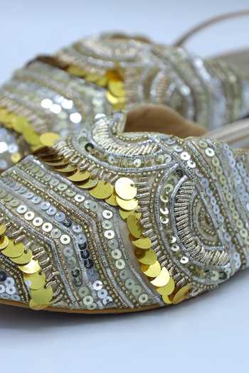 Buy_Foot Fuel_Gold Sukoon Mila Embellished Mules _Online_at_Aza_Fashions