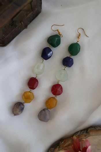Buy Do Taara Multi Color Stones Embellished Danglers Online at Aza Fashions Buy_Do Taara_Multi Color Stones Embellished Danglers _Online_at_Aza_Fashions