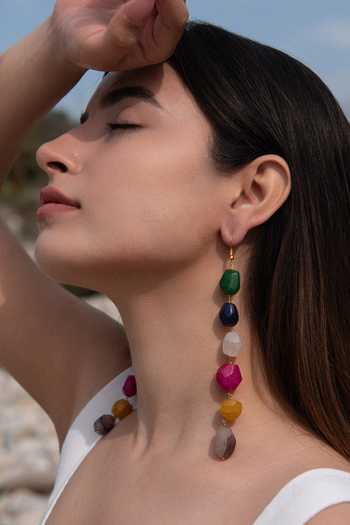 Shop Do Taara Multi Color Stones Embellished Danglers Online at Aza Fashions Shop_Do Taara_Multi Color Stones Embellished Danglers _Online_at_Aza_Fashions