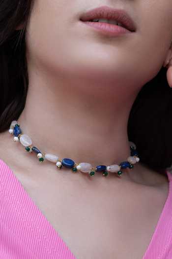 Do Taara Blue Natural Stone Bead Choker Online at Aza Fashions Do Taara_Blue Natural Stone Bead Choker _Online_at_Aza_Fashions