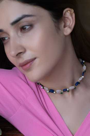 Buy Do Taara Blue Natural Stone Bead Choker Online at Aza Fashions Buy_Do Taara_Blue Natural Stone Bead Choker _Online_at_Aza_Fashions