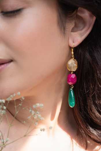 Do Taara Multi Color Stones Bead Drop Earrings Online at Aza Fashions Do Taara_Multi Color Stones Bead Drop Earrings _Online_at_Aza_Fashions
