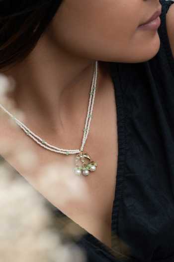 Shop Do Taara Green Embossed Bead Pearl Necklace Online at Aza Fashions Shop_Do Taara_Green Embossed Bead Pearl Necklace _Online_at_Aza_Fashions