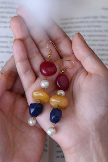 Buy Do Taara Multi Color Stones, Pearls Natural Drop Earrings at Aza Fashions Buy_Do Taara_Multi Color Stones, Pearls Natural Drop Earrings _at_Aza_Fashions
