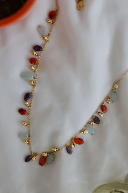 Do Taara Ghungroo & Natural Stones Embellished Necklace 
