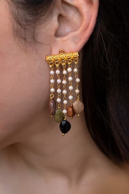 Traditional original stone string earring