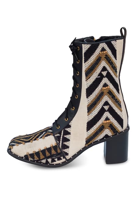 Buy_Sole House_Black Bead Dakota Embroidered Boots _Online_at_Aza_Fashions