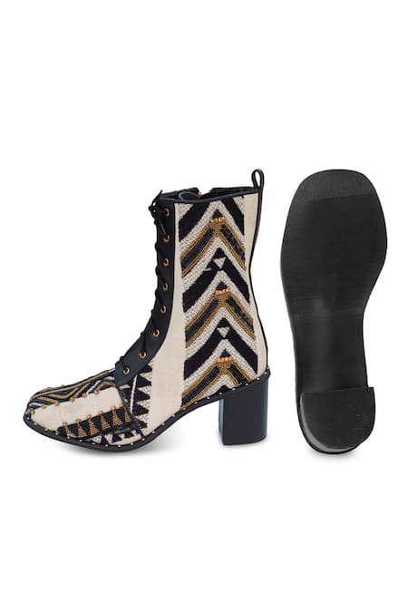 Shop_Sole House_Black Bead Dakota Embroidered Boots _Online_at_Aza_Fashions