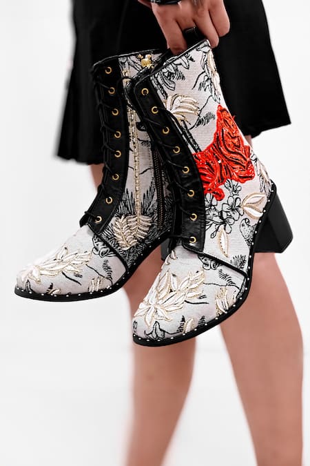 Sole House Black Bead Wild Side Jungle Woven Boots