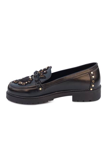 Buy_Sole House_Black Beads, Stones Dolce Vita Embellished Loafer Block Heels _Online_at_Aza_Fashions