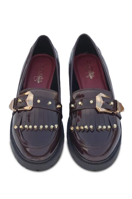 Shop_Sole House_Brown Sugar Spike Studded Loafer Block Heels _at_Aza_Fashions