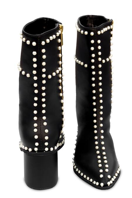 Buy Sole House Black Pearl The Embellished Boots Online at Aza Fashions Buy_Sole House_Black Pearl The Embellished Boots _Online_at_Aza_Fashions