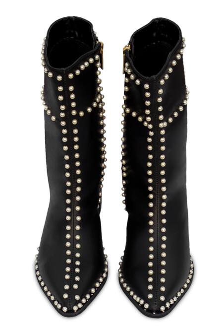 Shop Sole House Black Pearl The Embellished Boots Online at Aza Fashions Shop_Sole House_Black Pearl The Embellished Boots _Online_at_Aza_Fashions