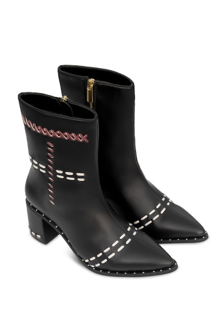 SOLE HOUSE Black Melody Handwoven Boots 