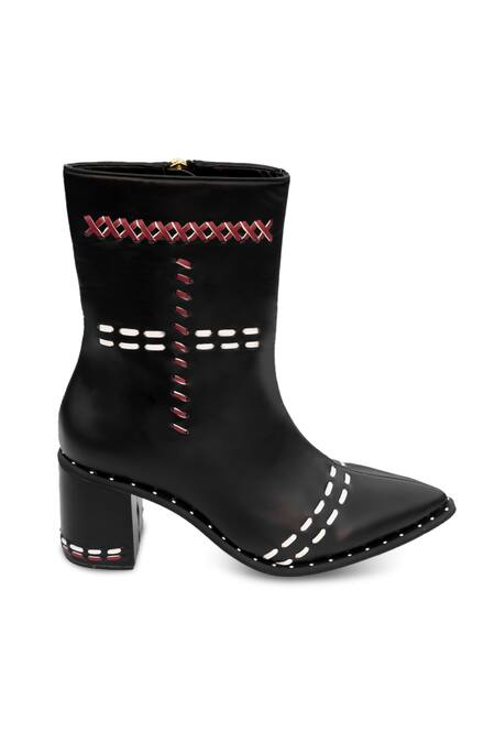 Sole House_Black Melody Handwoven Boots _Online_at_Aza_Fashions