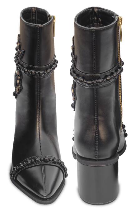 Sole House Black Bead Dolce Vita Heart Patchwork Embroidered Boots at Aza Fashions Sole House_Black Bead Dolce Vita Heart Patchwork Embroidered Boots _at_Aza_Fashions