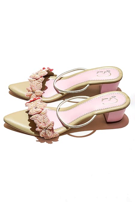 Soleart_Pink Bead Island Work Heels_Online_at_Aza_Fashions