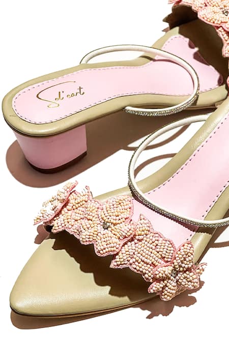Shop_Soleart_Pink Bead Island Work Heels_Online_at_Aza_Fashions