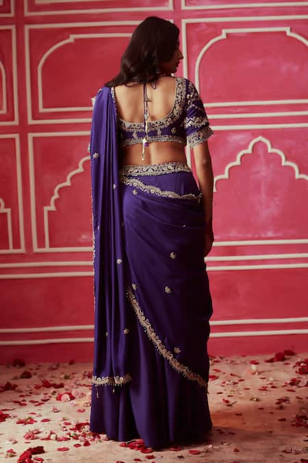 Pink City By Sarika Silk Chanderi Marodi Embroidered Lehenga Saree With Blouse 