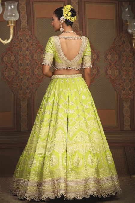 Shikhar Sharma Floral Banarasi Woven Bridal Lehenga Set 