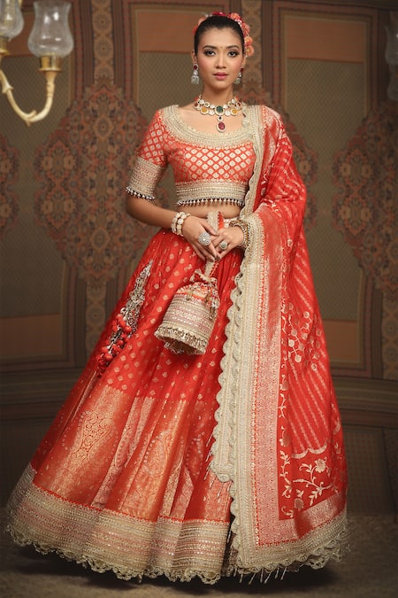 SHIKHAR SHARMA Paisley Woven Bridal Lehenga Set 