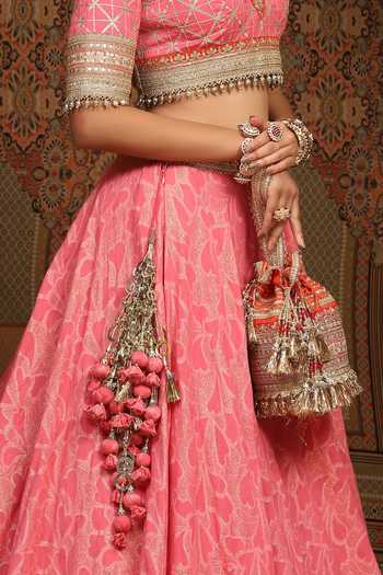 Shikhar Sharma Pink Lehenga Cotton Shimmer Chanderi Flower Petal Abstract Pattern Set Online at Aza Fashions Shikhar Sharma_Pink Lehenga Cotton Shimmer Chanderi Flower Petal Abstract Pattern Set _Online_at_Aza_Fashions