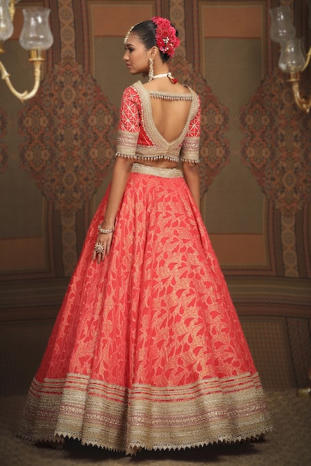 Shikhar Sharma Abstract Petal Pattern Shimmer Bridal Lehenga Set 