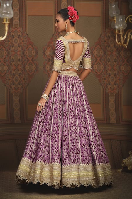 Shikhar Sharma Embroidered Cotton Shimmer Chanderi Lehenga Set 