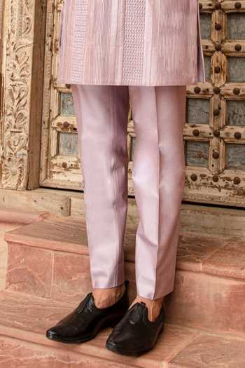 Shop_Abkasa_Purple Silk Amethyst Pintucked Kurta And Pant Set _Online_at_Aza_Fashions