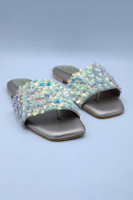 Foot Fuel Jaa La Flower Sequin Embellished Flats 