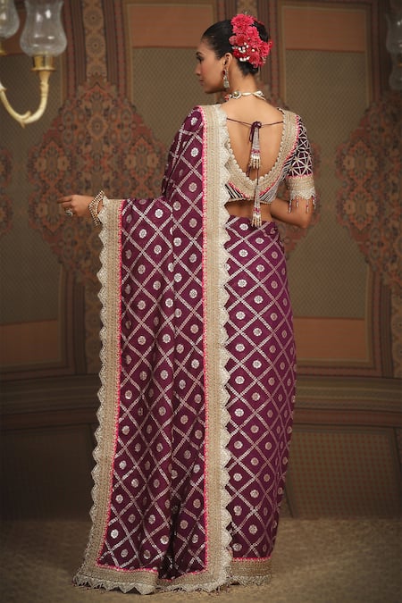 Shikhar Sharma Embellished Chanderi Saree With Blouse 