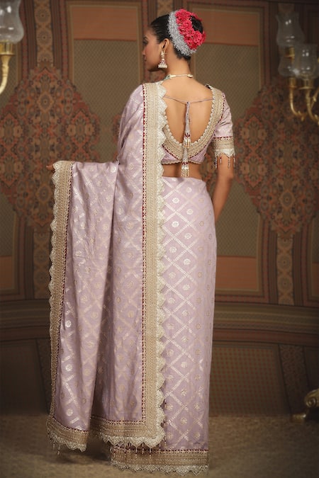 Shikhar Sharma Chanderi Floral Woven Saree With Blouse 