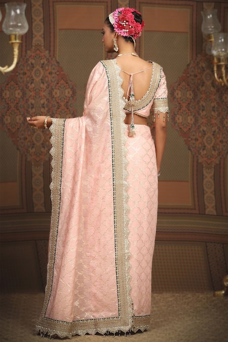 Shikhar Sharma Chanderi Floral Jaal Woven Saree With Blouse 