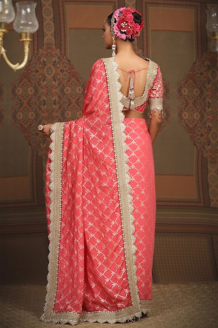 Shikhar Sharma Floral Jaal Woven Chanderi Saree With Blouse 