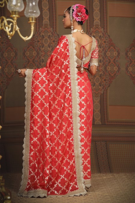 Shikhar Sharma Floral Woven Chanderi Saree With Blouse 