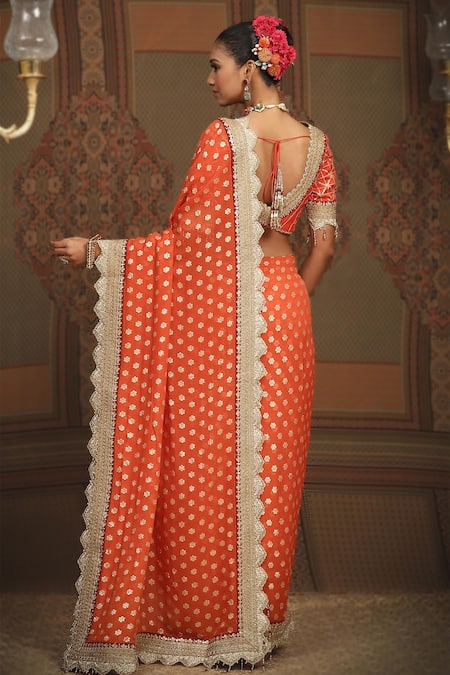 Shikhar Sharma Lace Border Embellished Saree With Blouse 