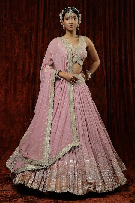 Shikhar Sharma Gota Embroidered Lehenga Blouse Set 