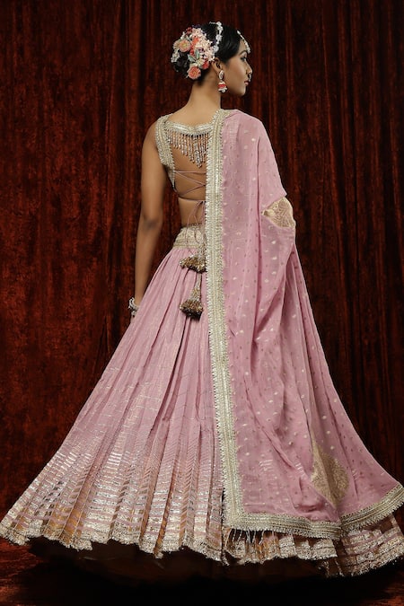 Shikhar Sharma Gota Embroidered Lehenga Blouse Set 