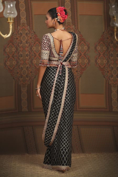 Shikhar Sharma Gota Embroidered Saree With Blouse 