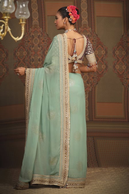 Shikhar Sharma Bordered Saree With Gota Embroidered Blouse 