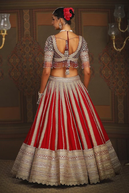 Shikhar Sharma Ornate Bloom Embroidered Bridal Lehenga Set 