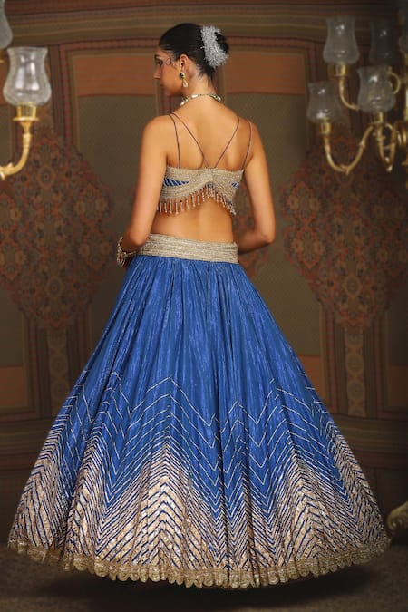 Shikhar Sharma Astral Chevron Gota Embroidered Bridal Lehenga Set 