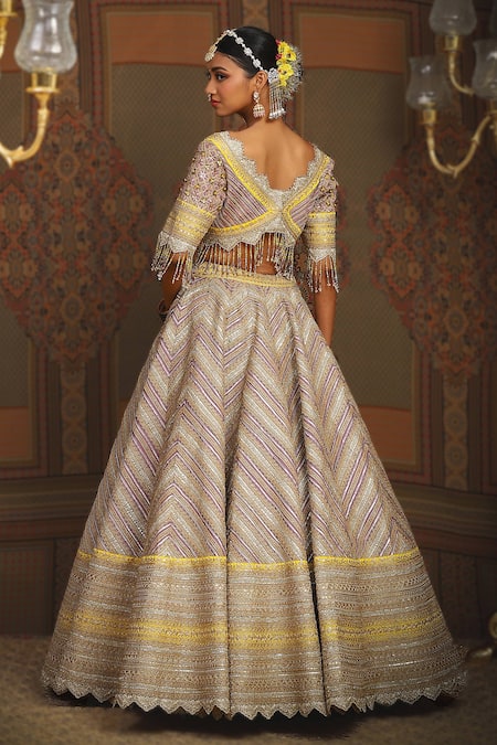Shikhar Sharma Chevron Crest Embroidered Bridal Lehenga Set 