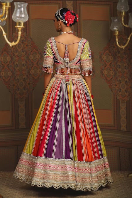 Shikhar Sharma Gota Twish Embroidered Bridal Lehenga Set 