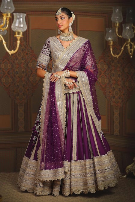 SHIKHAR SHARMA Wisteria Vine Embroidered Bridal Lehenga Set 