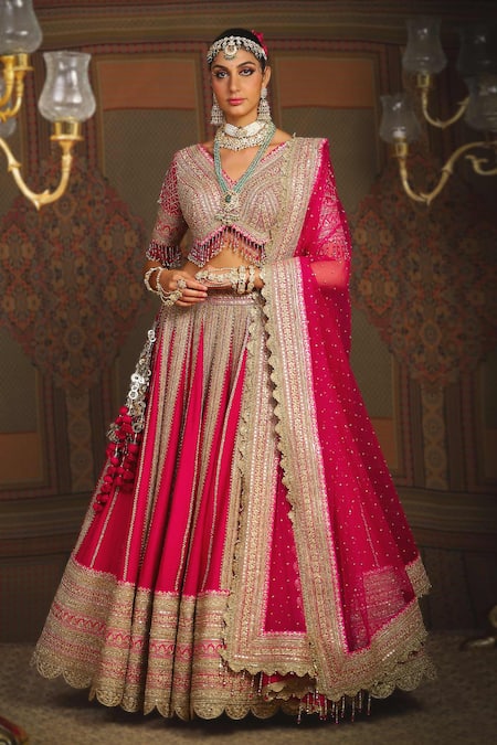 SHIKHAR SHARMA Cypress Vine Embroidered Bridal Lehenga Set 