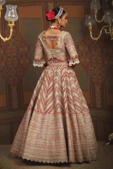 Shikhar Sharma Gota & Dori Embroidered Bridal Lehenga Set 